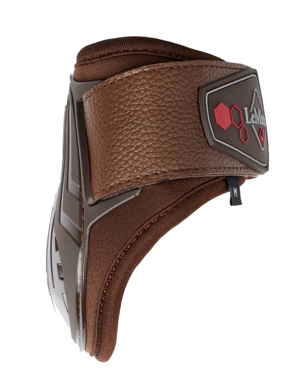 Brown coloured LeMieux Impact Compliant Fetlock Boots on white background 