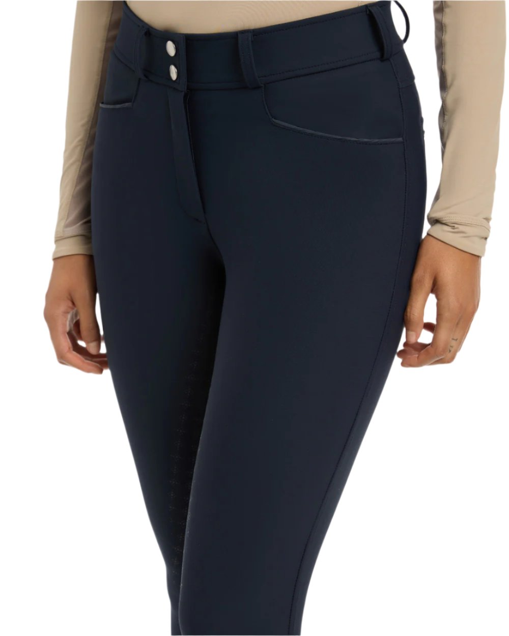 Navy Coloured LeMieux Isabelle Full Seat Breeches On A White Background 