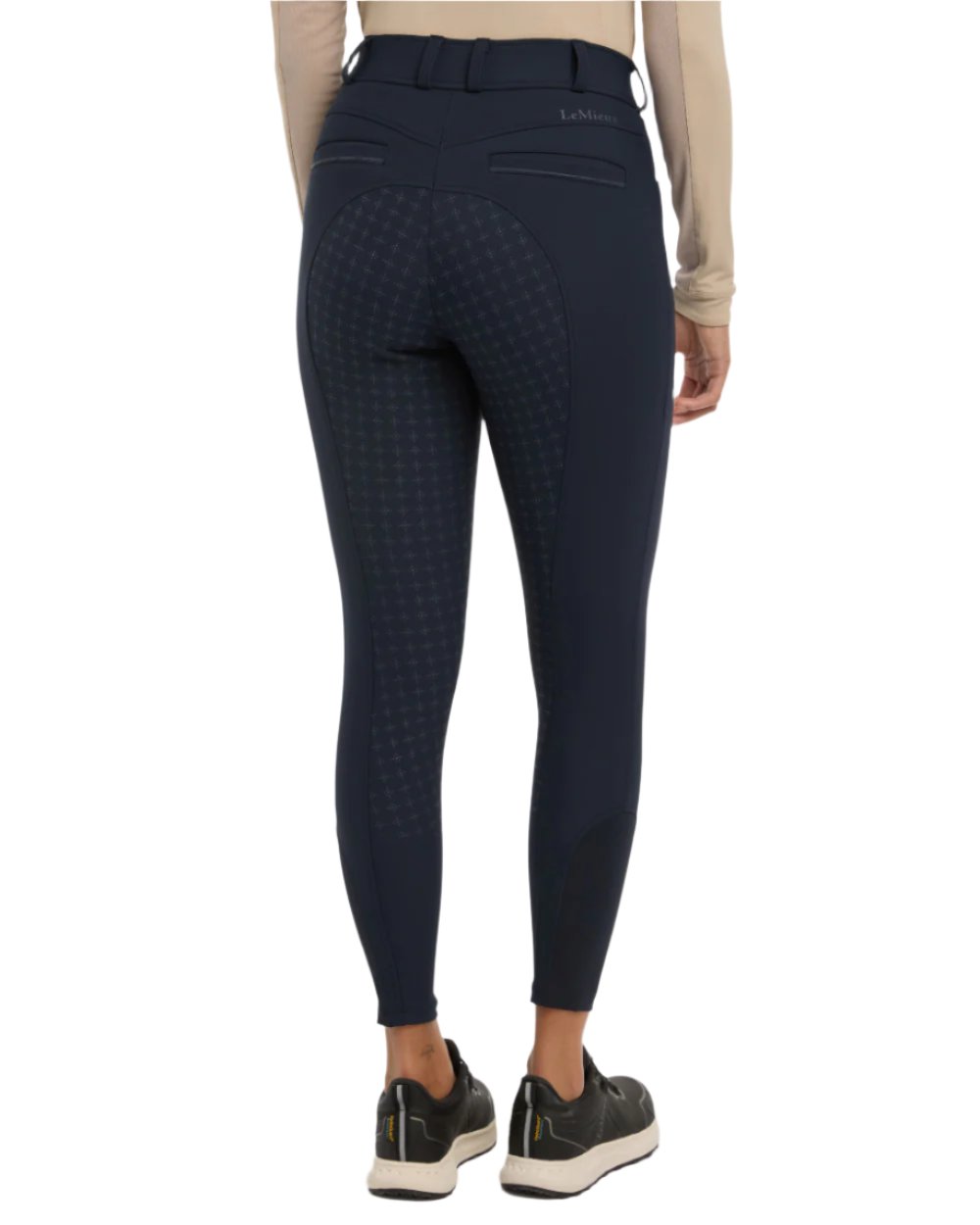 Navy Coloured LeMieux Isabelle Full Seat Breeches On A White Background 