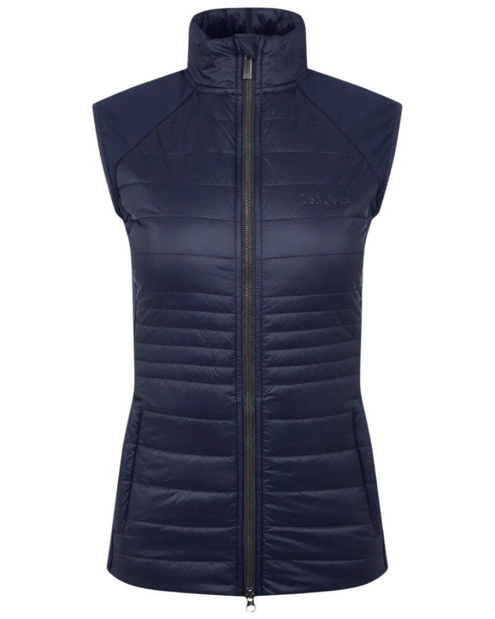 Navy Coloured LeMieux Juliette Gilet On A White Background 