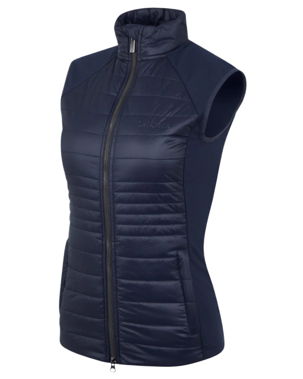 Navy Coloured LeMieux Juliette Gilet On A White Background 