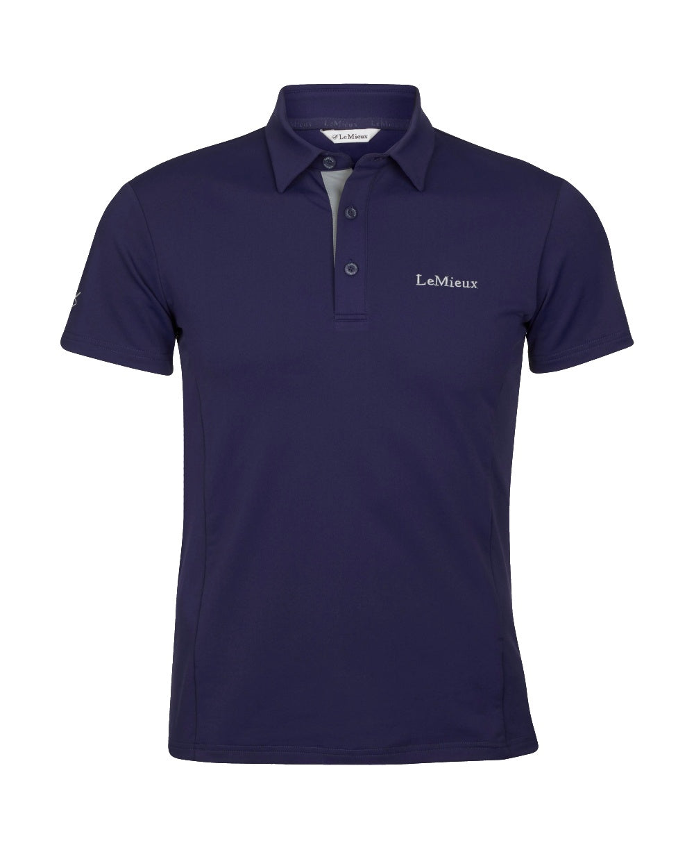 Navy coloured LeMieux Junior Pro Polo Shirts on white background 