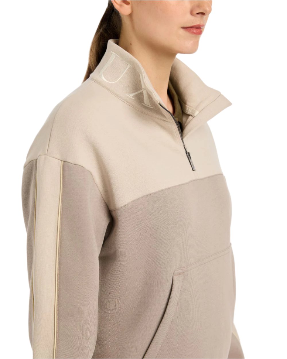 Ash Stone Coloured LeMieux Kali Quarter Zip Sweat On A White Background 