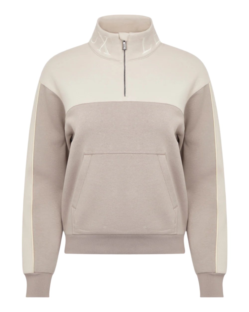 Ash Stone Coloured LeMieux Kali Quarter Zip Sweat On A White Background 