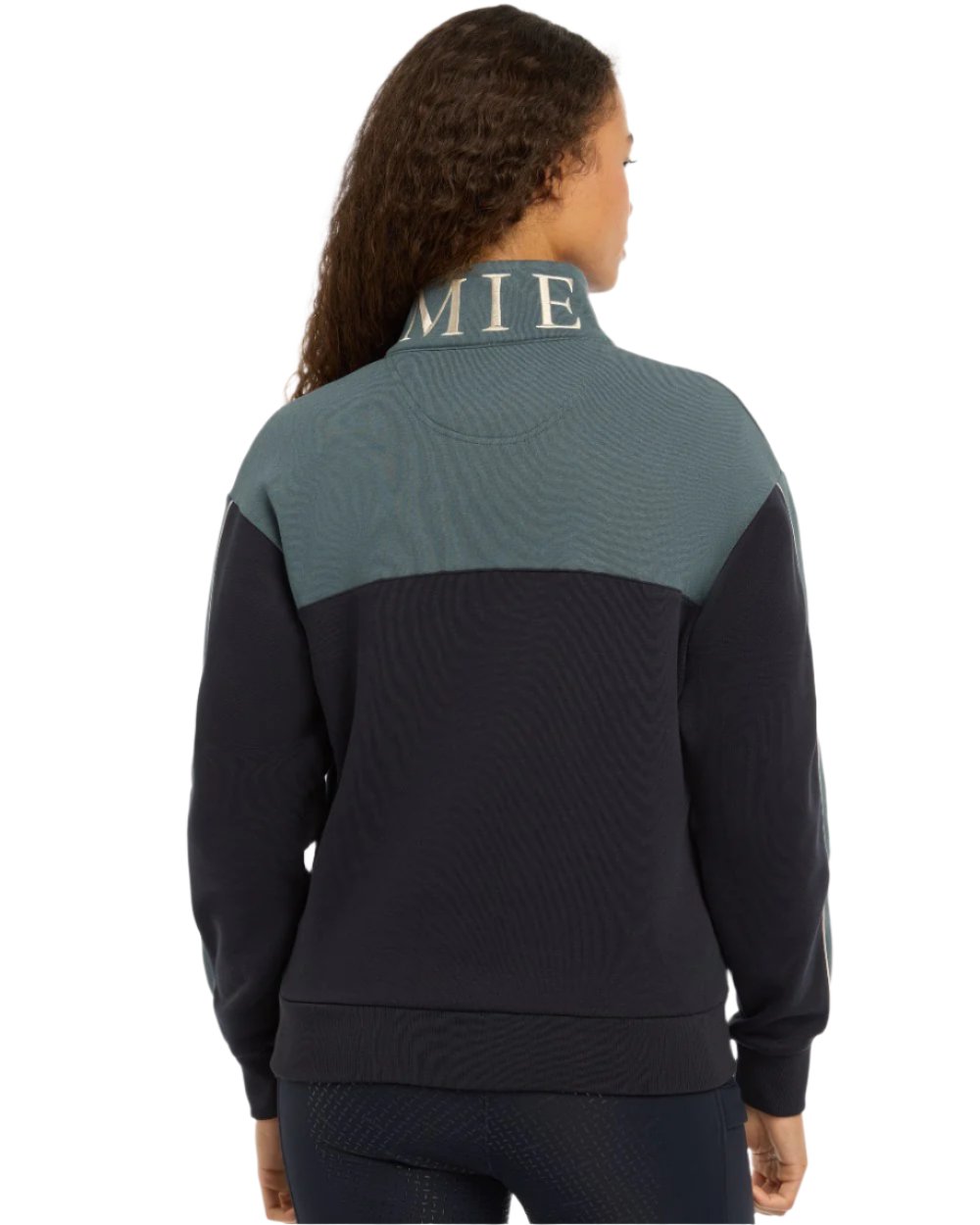 Navy Petrol Coloured LeMieux Kali Quarter Zip Sweat On A White Background 