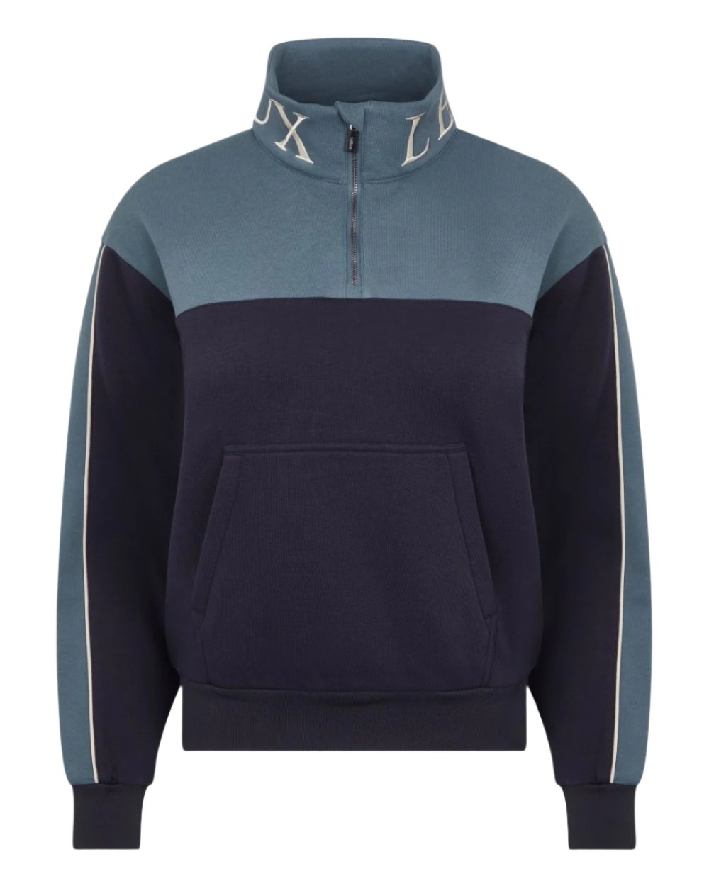 Navy Petrol Coloured LeMieux Kali Quarter Zip Sweat On A White Background 