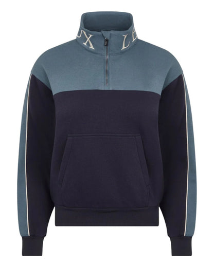 Navy Petrol Coloured LeMieux Kali Quarter Zip Sweat On A White Background 