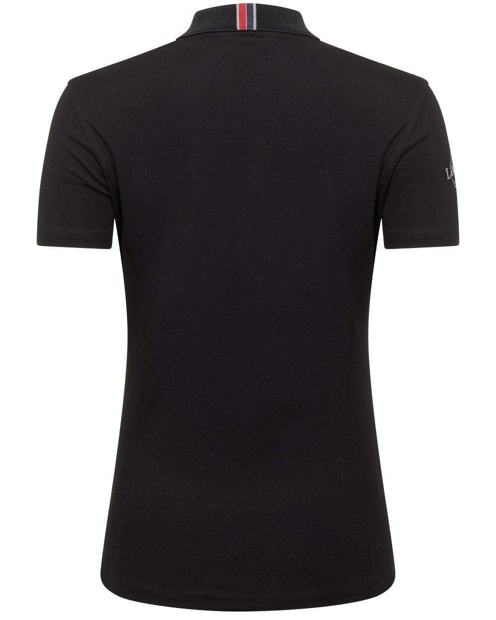 Black coloured LeMieux Ladies Elite Polo Shirt II on white background 