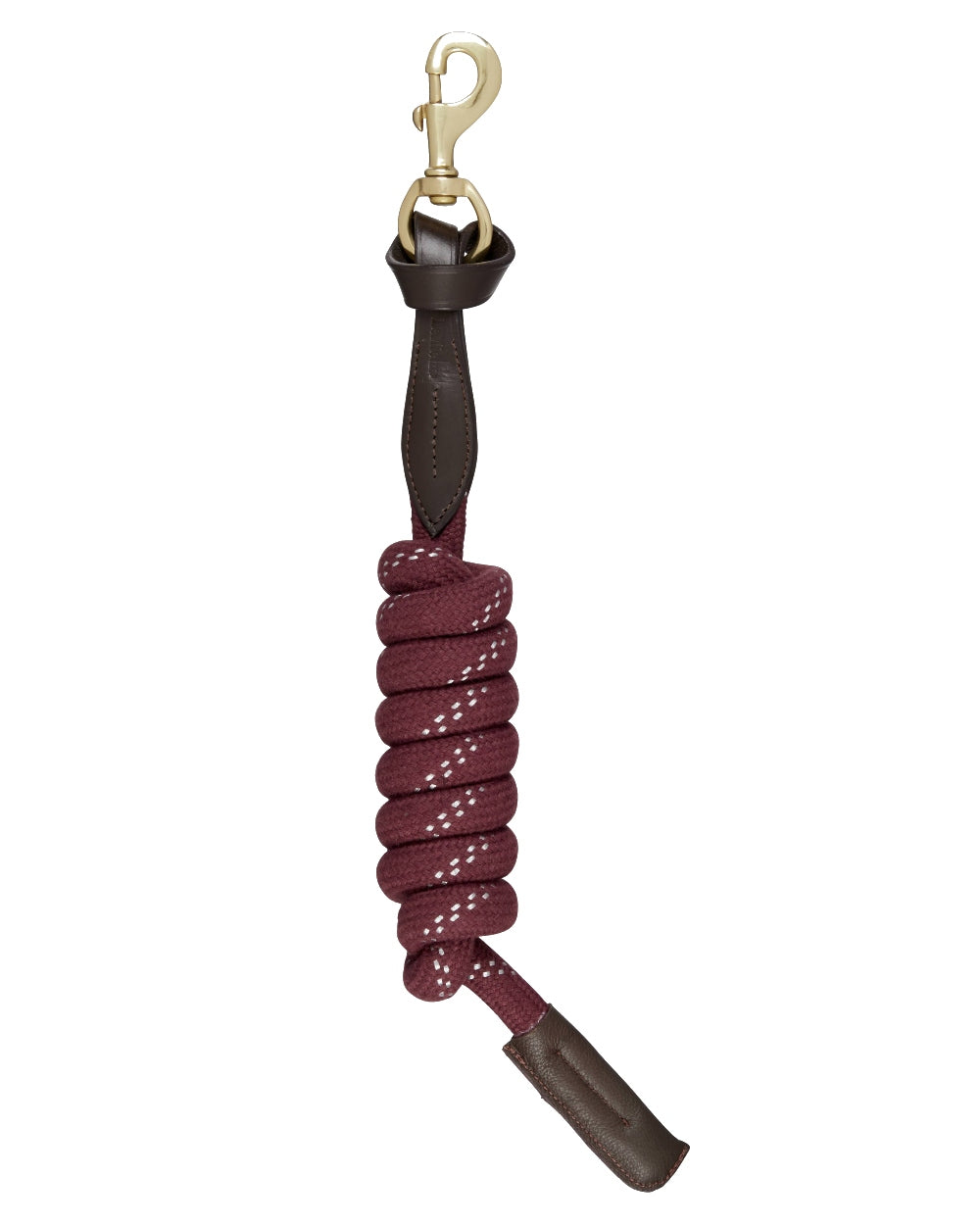 Burgundy coloured LeMieux Lasso Lead Rope on white background 