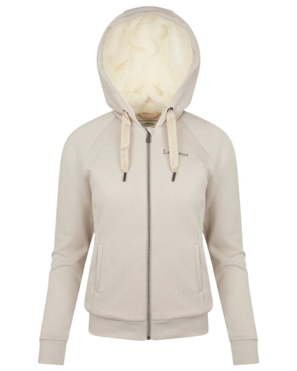 Stone Coloured LeMieux Leia Lined Hoodie On A White Background 