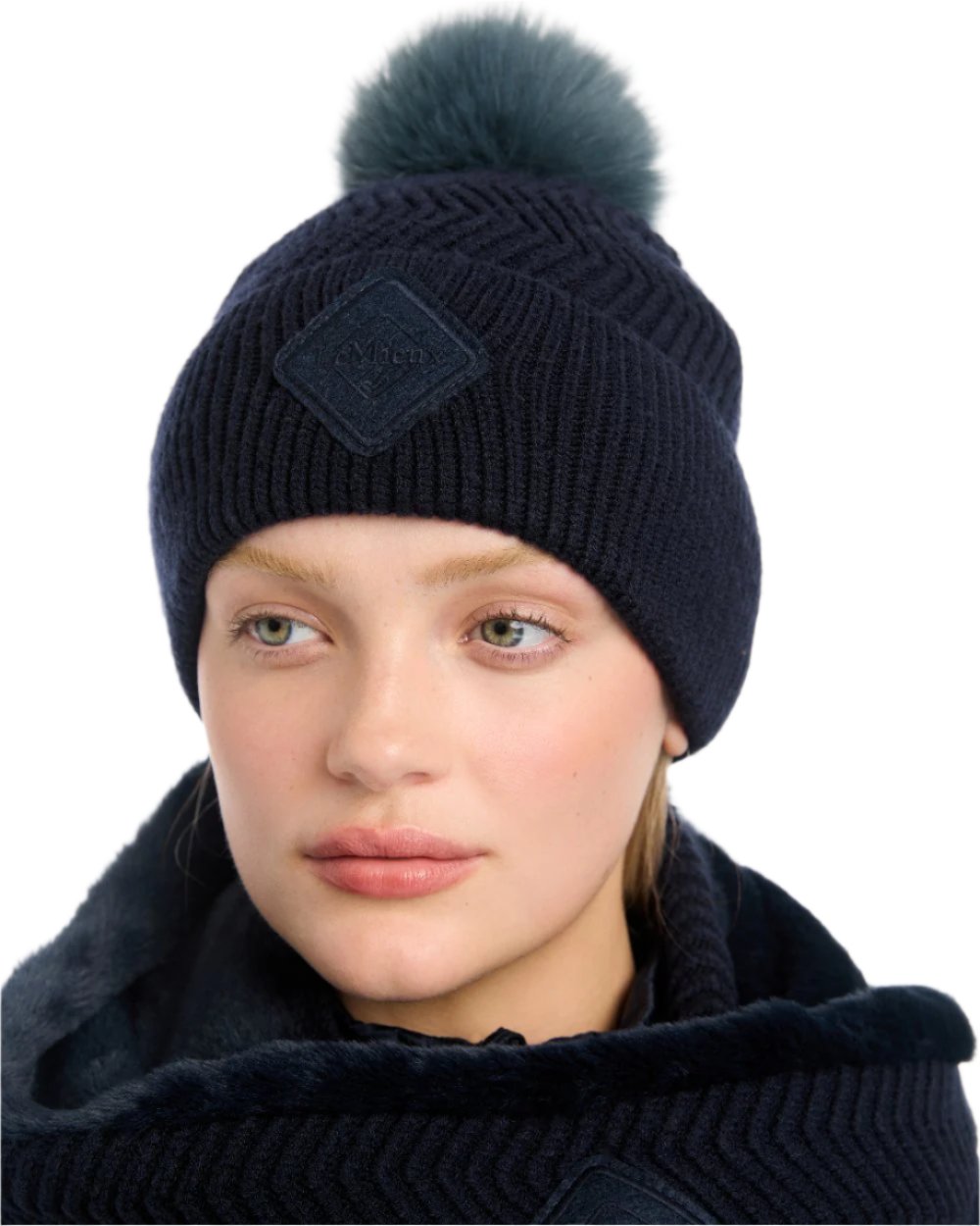 Navy Coloured LeMieux Lila Beanie On A White Background 