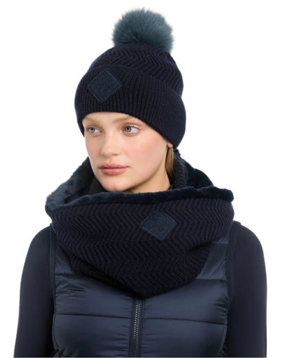 Navy Coloured LeMieux Lila Beanie On A White Background 