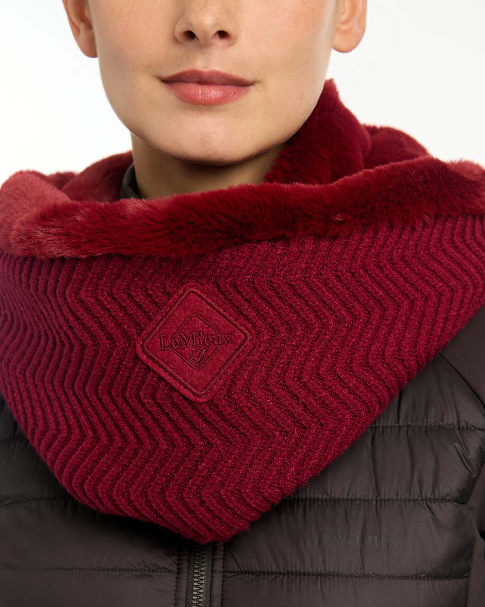 Ember Coloured LeMieux Lila Snood On A White Background 