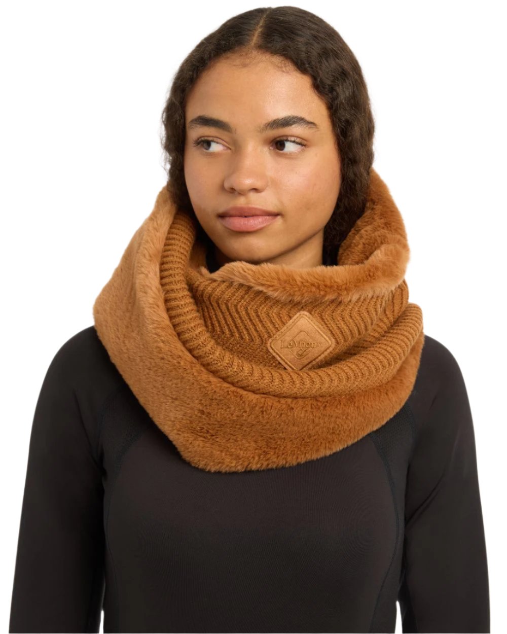 Ginger Coloured LeMieux Lila Snood On A White Background 