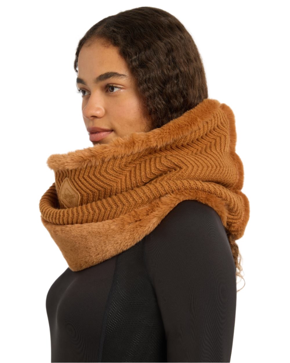 Ginger Coloured LeMieux Lila Snood On A White Background 