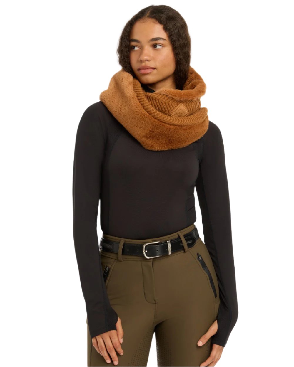 Ginger Coloured LeMieux Lila Snood On A White Background 