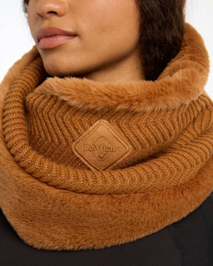 Ginger Coloured LeMieux Lila Snood On A White Background 