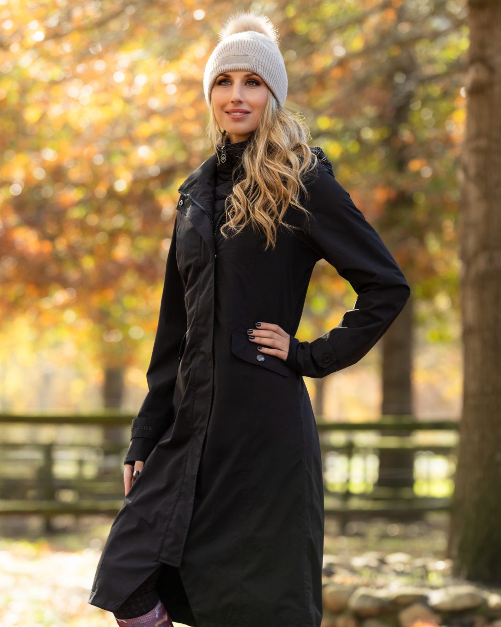 Stone Coloured Lemieux LM Beanie On A Park Background 