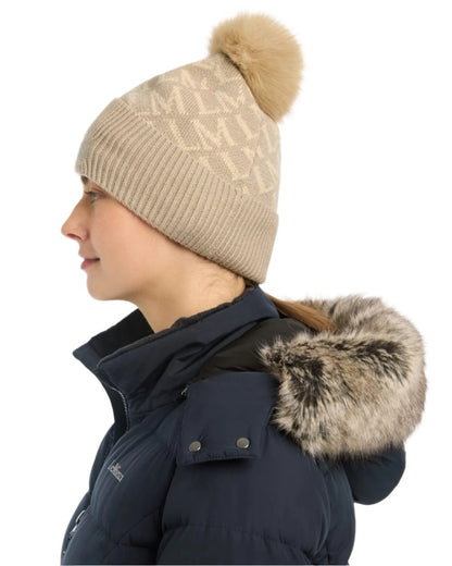 Stone Coloured Lemieux LM Beanie On A White Background 