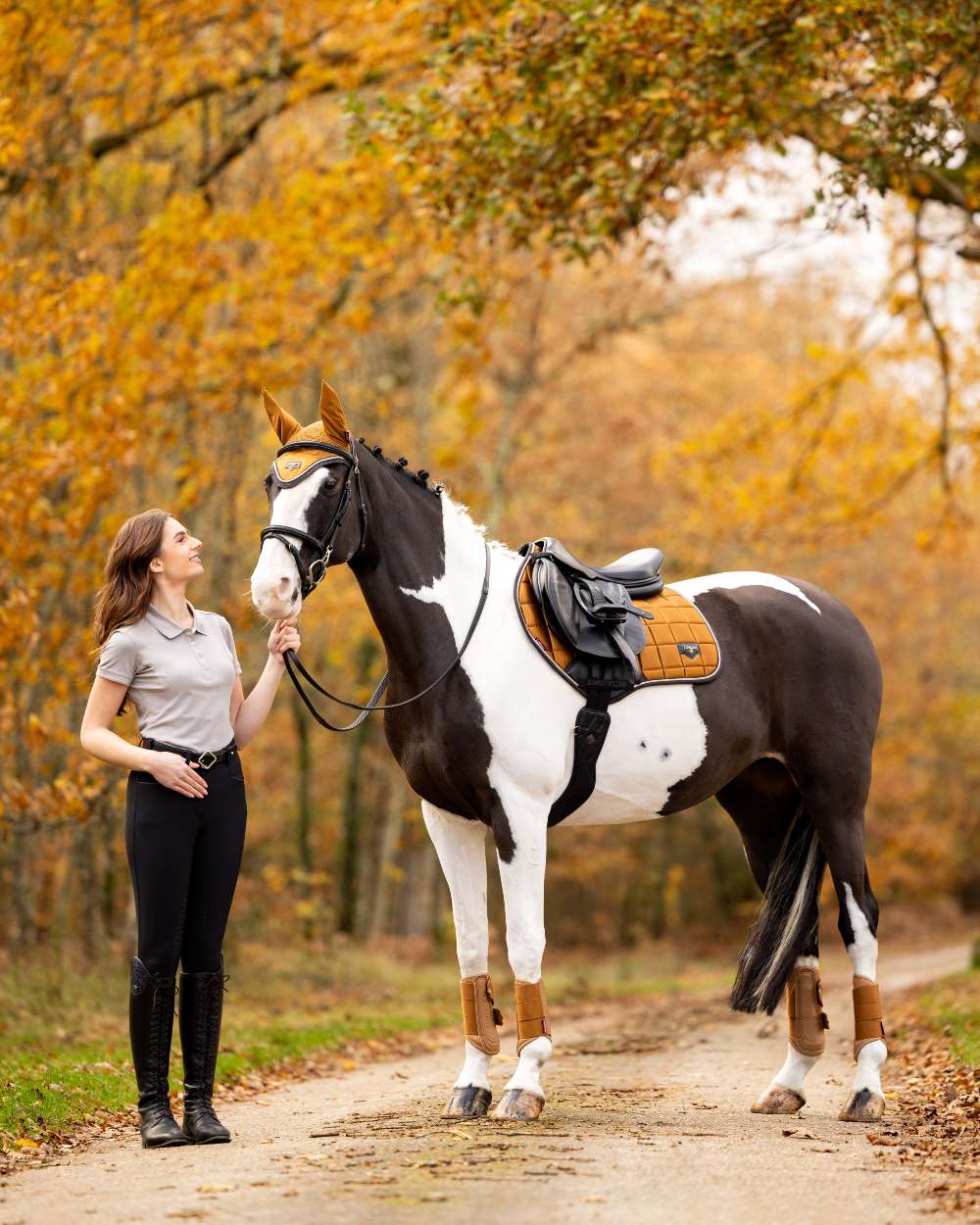 Ginger Coloured LeMieux Loire Classic Close Contact Square On A Forest Background 