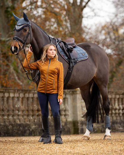 Petrol Coloured LeMieux Loire Classic Close Contact Square On A Outer Yard Background 