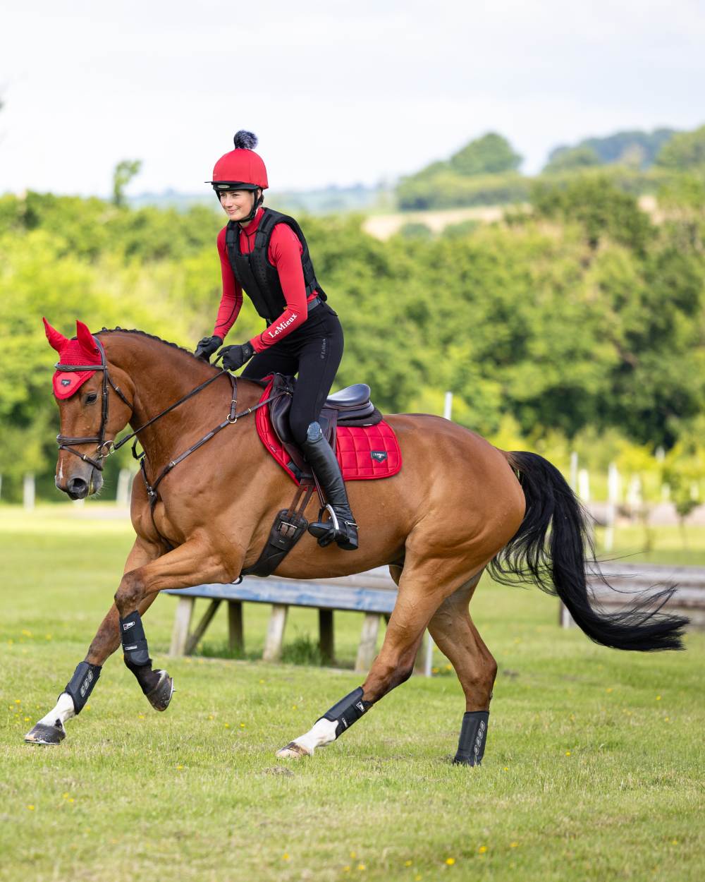 Chilli Coloured LeMieux Loire Close Contact Square On A Riding Arena Background 