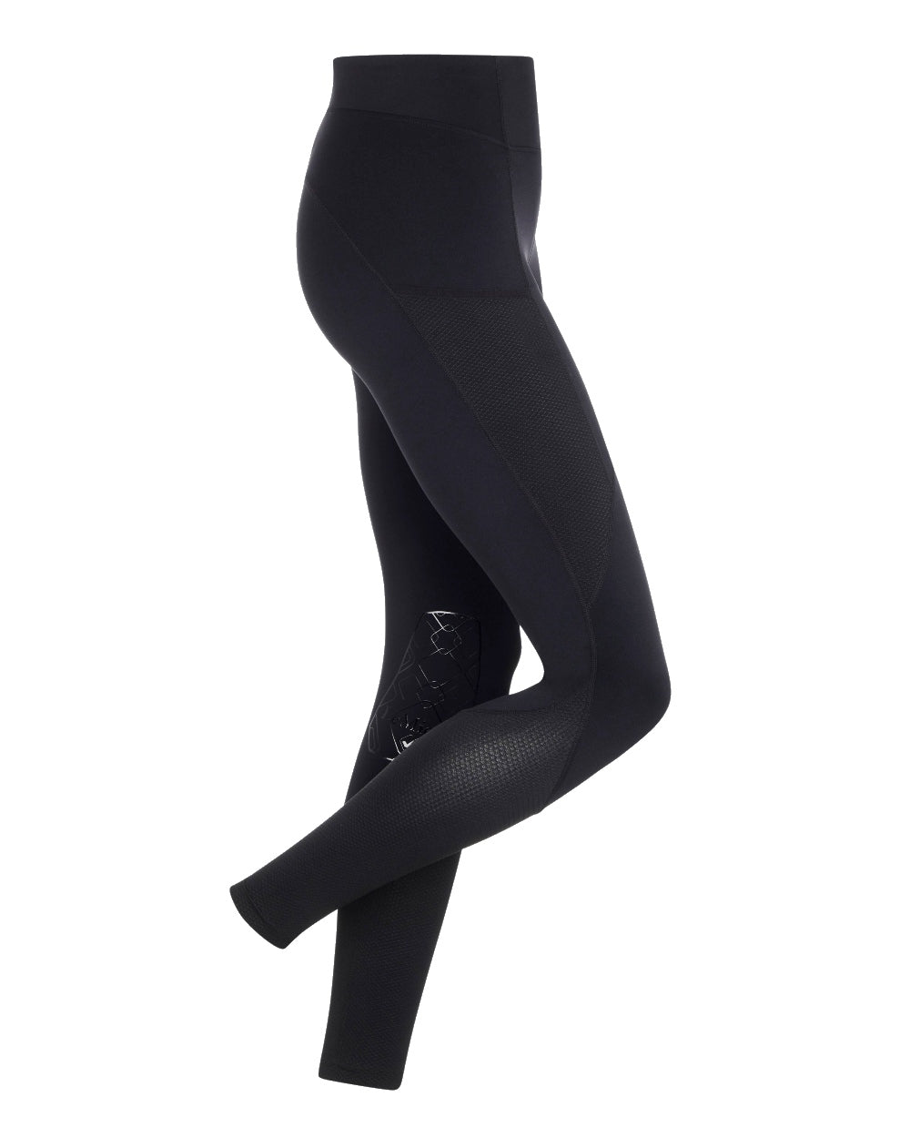 Black coloured LeMieux Lucie Mesh Leggings on white background 