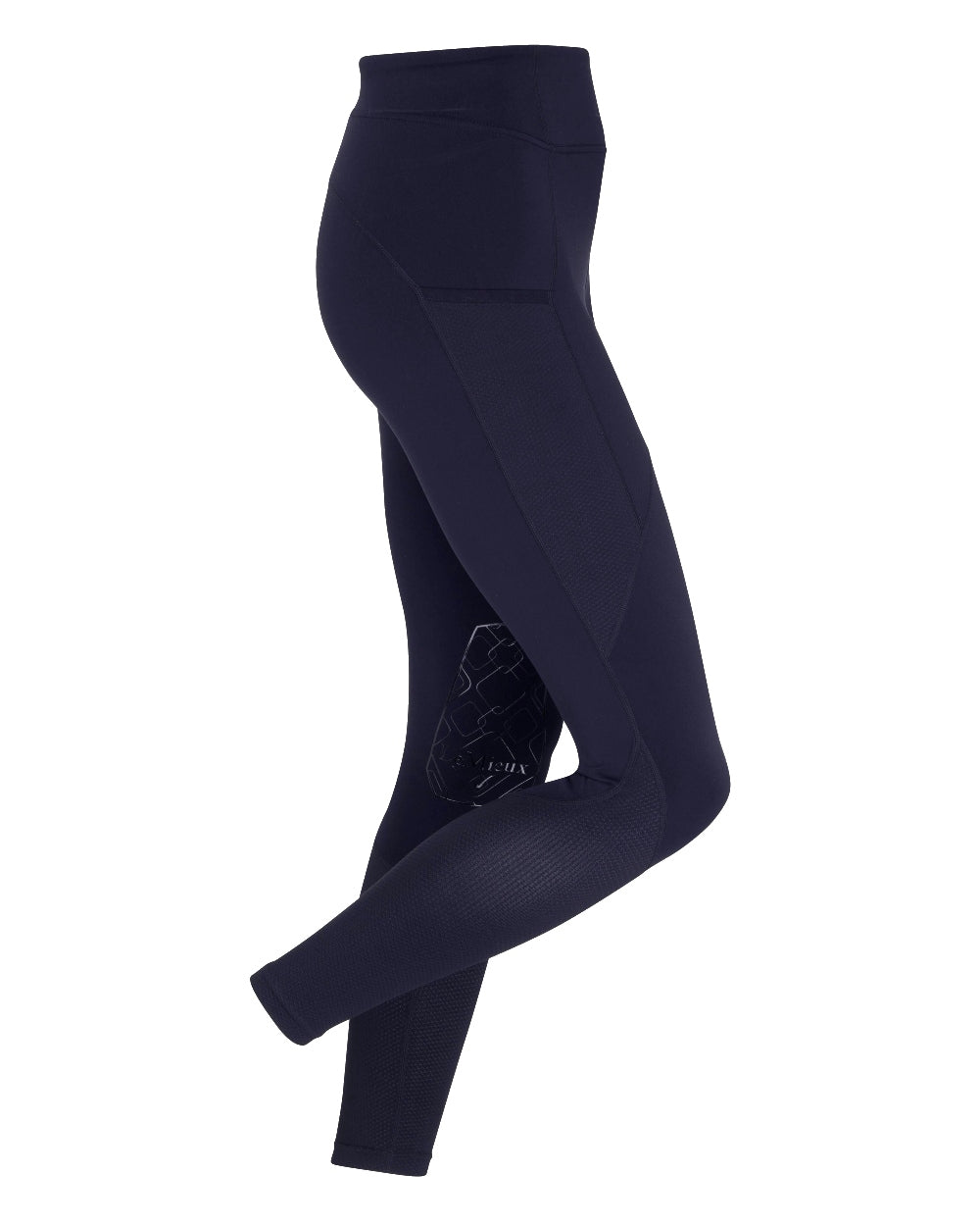 Navy coloured LeMieux Lucie Mesh Leggings on white background 