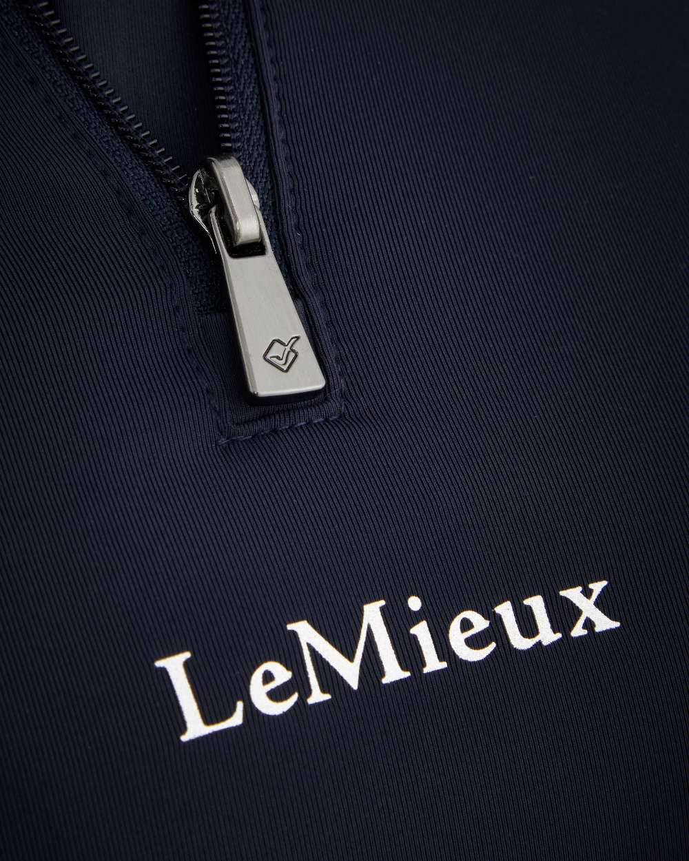 Navy coloured LeMieux Mia Mesh Long Sleeve Base Layer on white background 