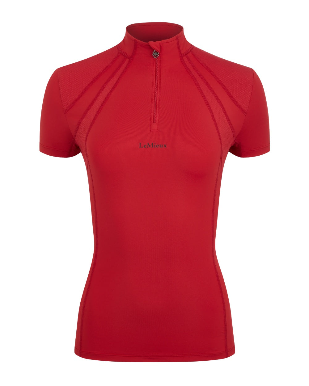 Chilli coloured LeMieux Mia Mesh Short Sleeve Base Layer on white background 