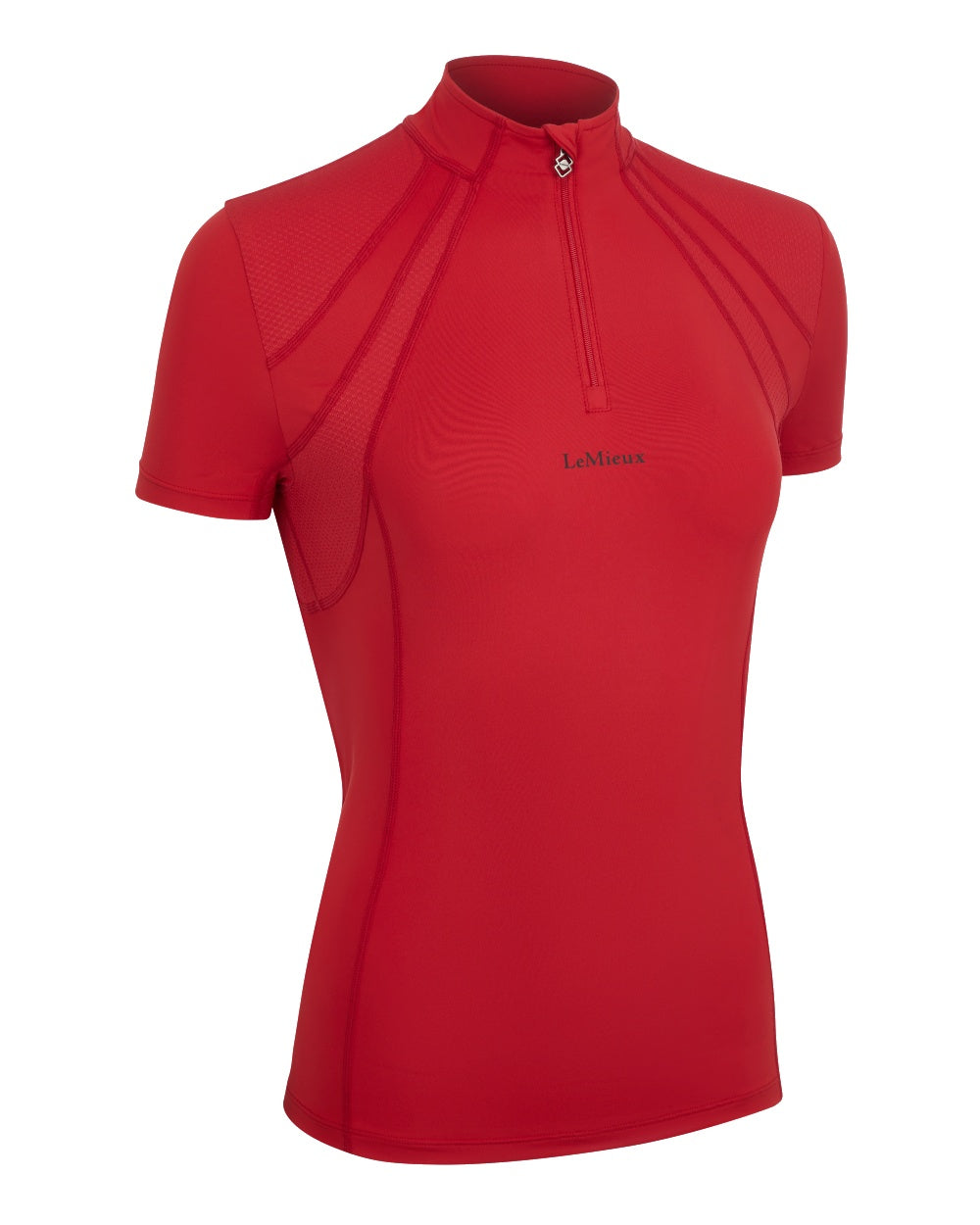 Chilli coloured LeMieux Mia Mesh Short Sleeve Base Layer on white background 