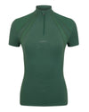 Hunter Green coloured LeMieux Mia Mesh Short Sleeve Base Layer on white background #colour_hunter-green