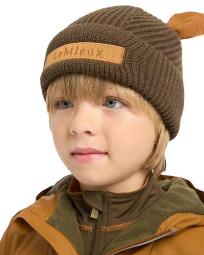 Alpine Coloured LeMieux Mini Bear Beanie On A White Background 