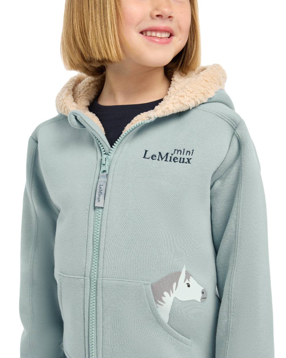 Glacier Coloured LeMieux Mini Charlie Lined Hoodie On A White Background 