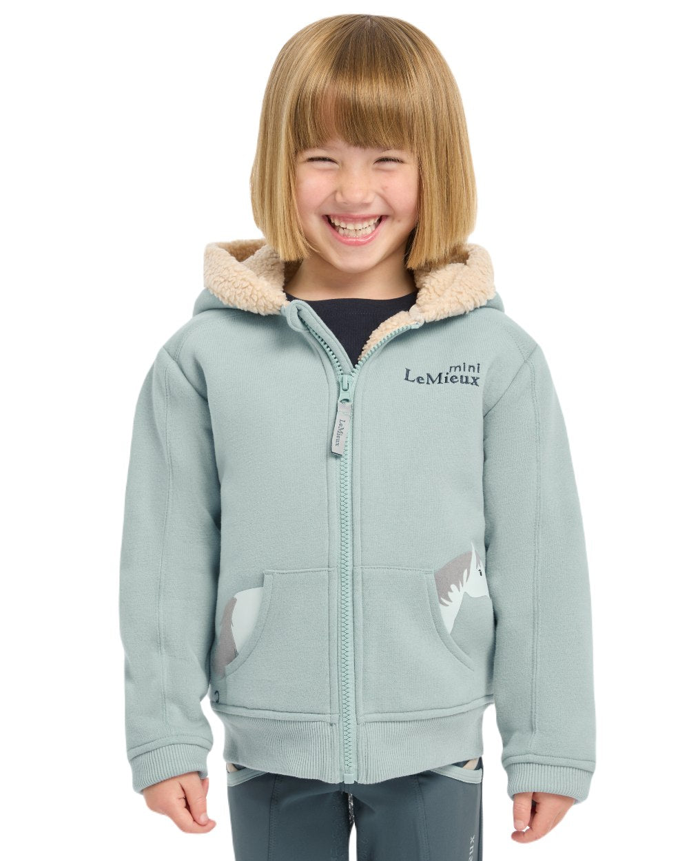 Glacier Coloured LeMieux Mini Charlie Lined Hoodie On A White Background 