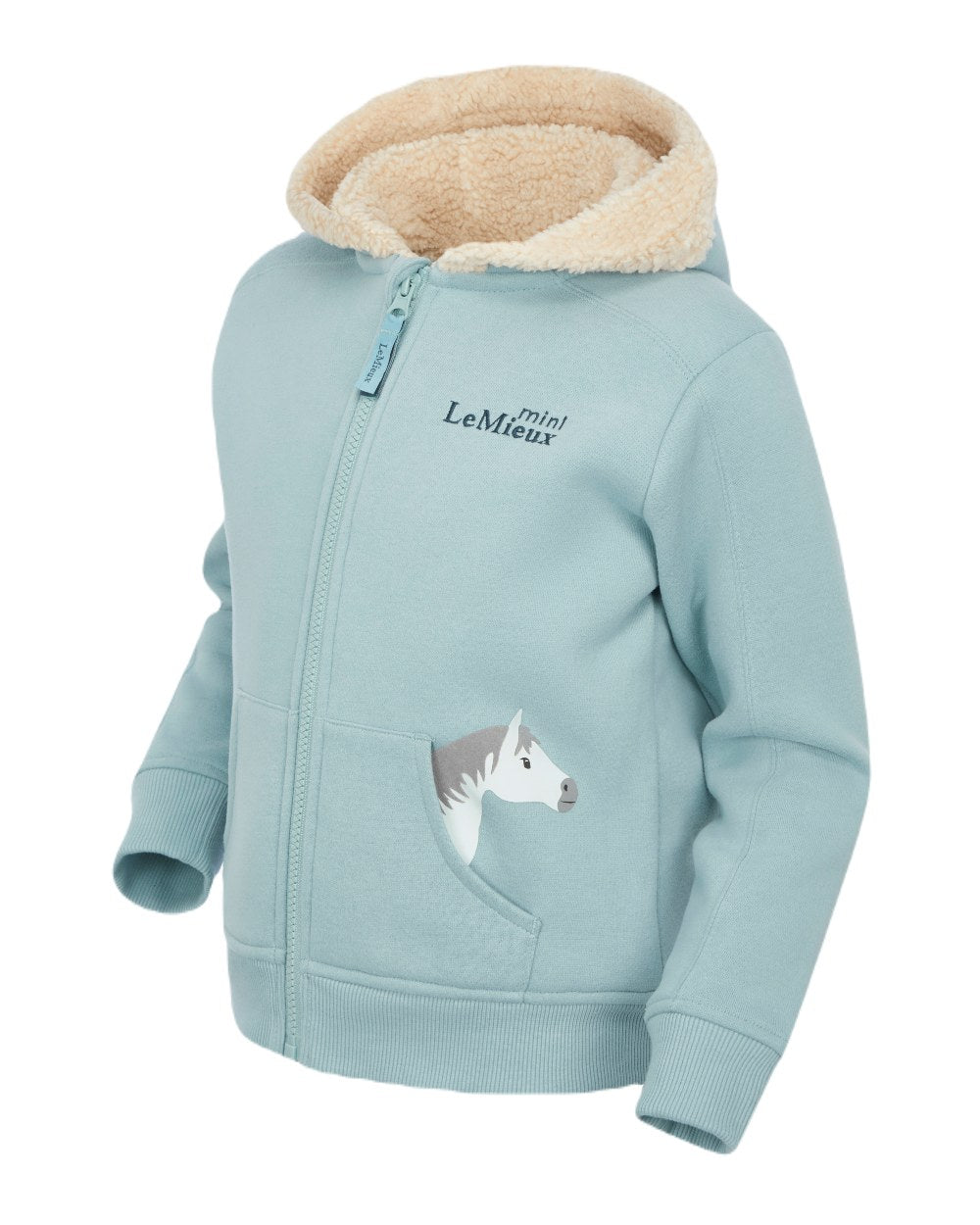 Glacier Coloured LeMieux Mini Charlie Lined Hoodie On A White Background 