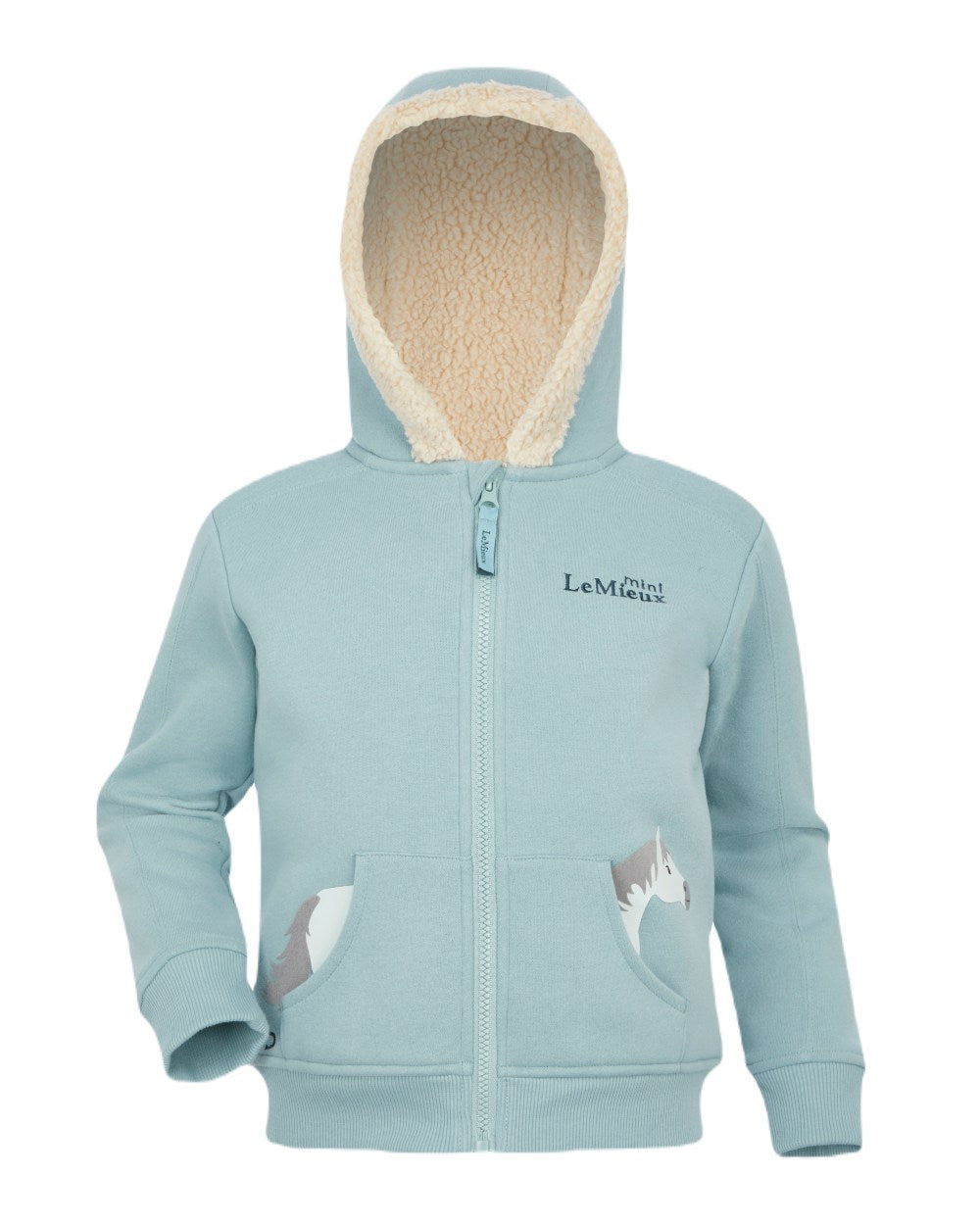 Glacier Coloured LeMieux Mini Charlie Lined Hoodie On A White Background 