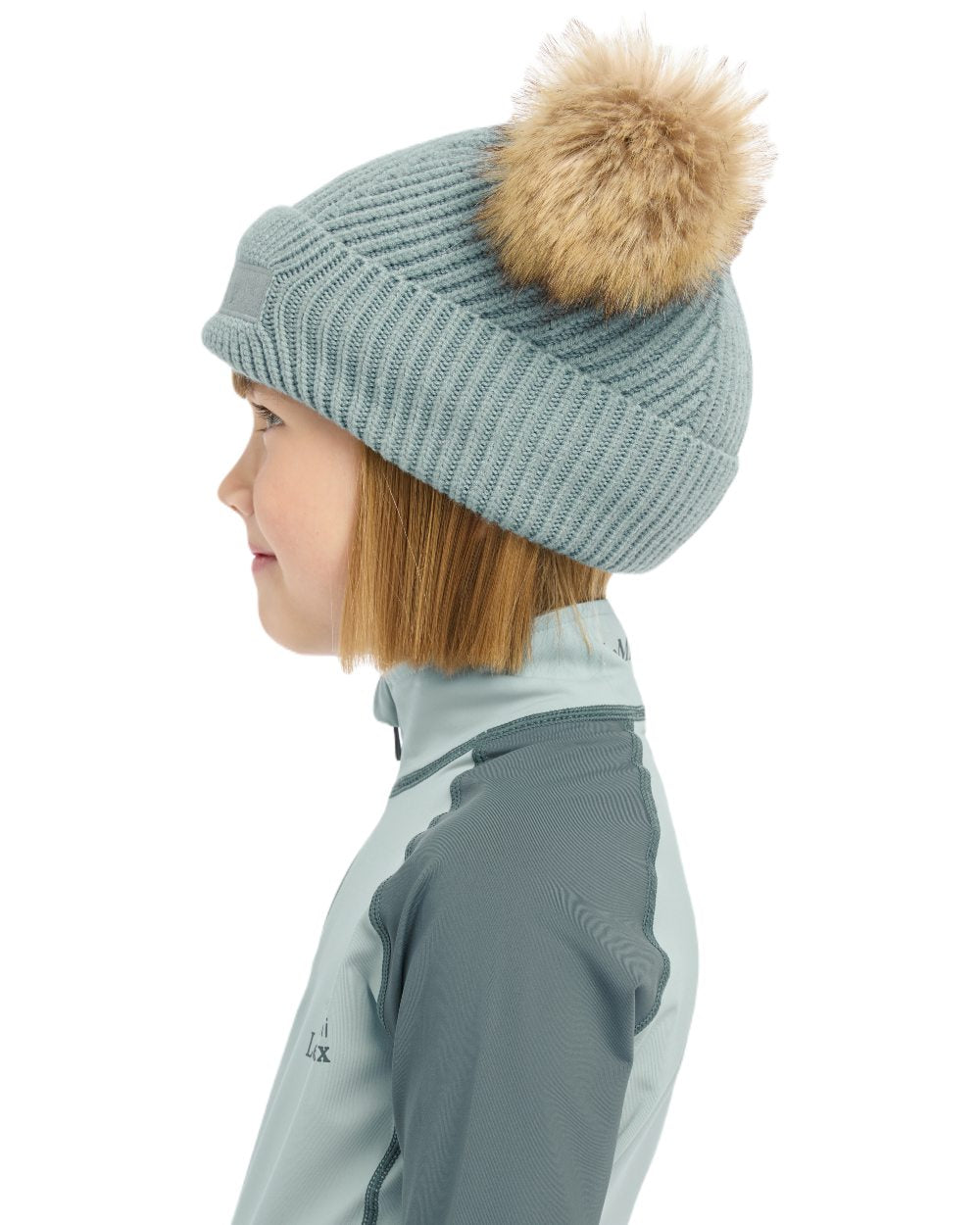 Glacier Coloured LeMieux Mini Clara Beanie On A White Background 