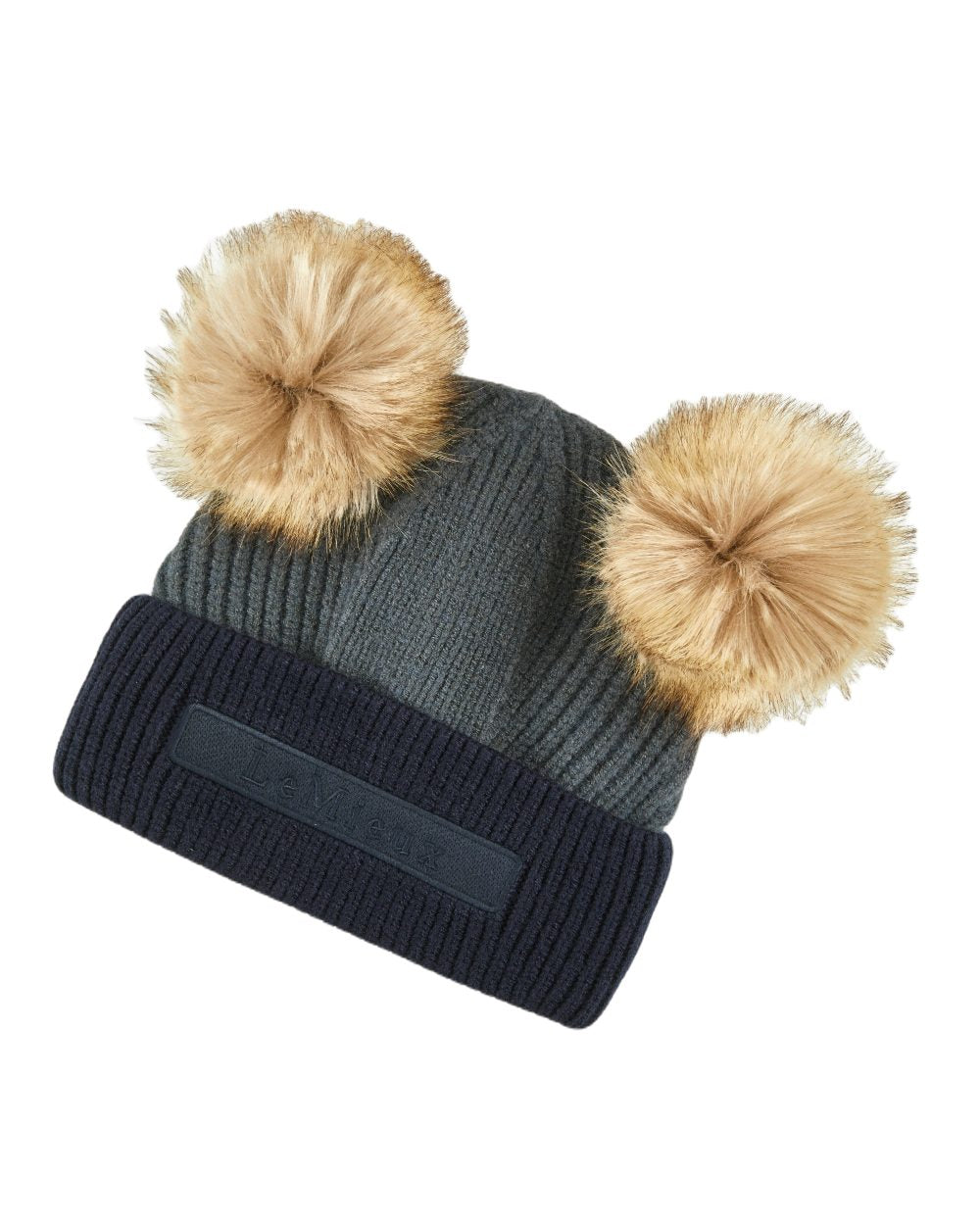 Petrol Coloured LeMieux Mini Clara Beanie On A White Background 