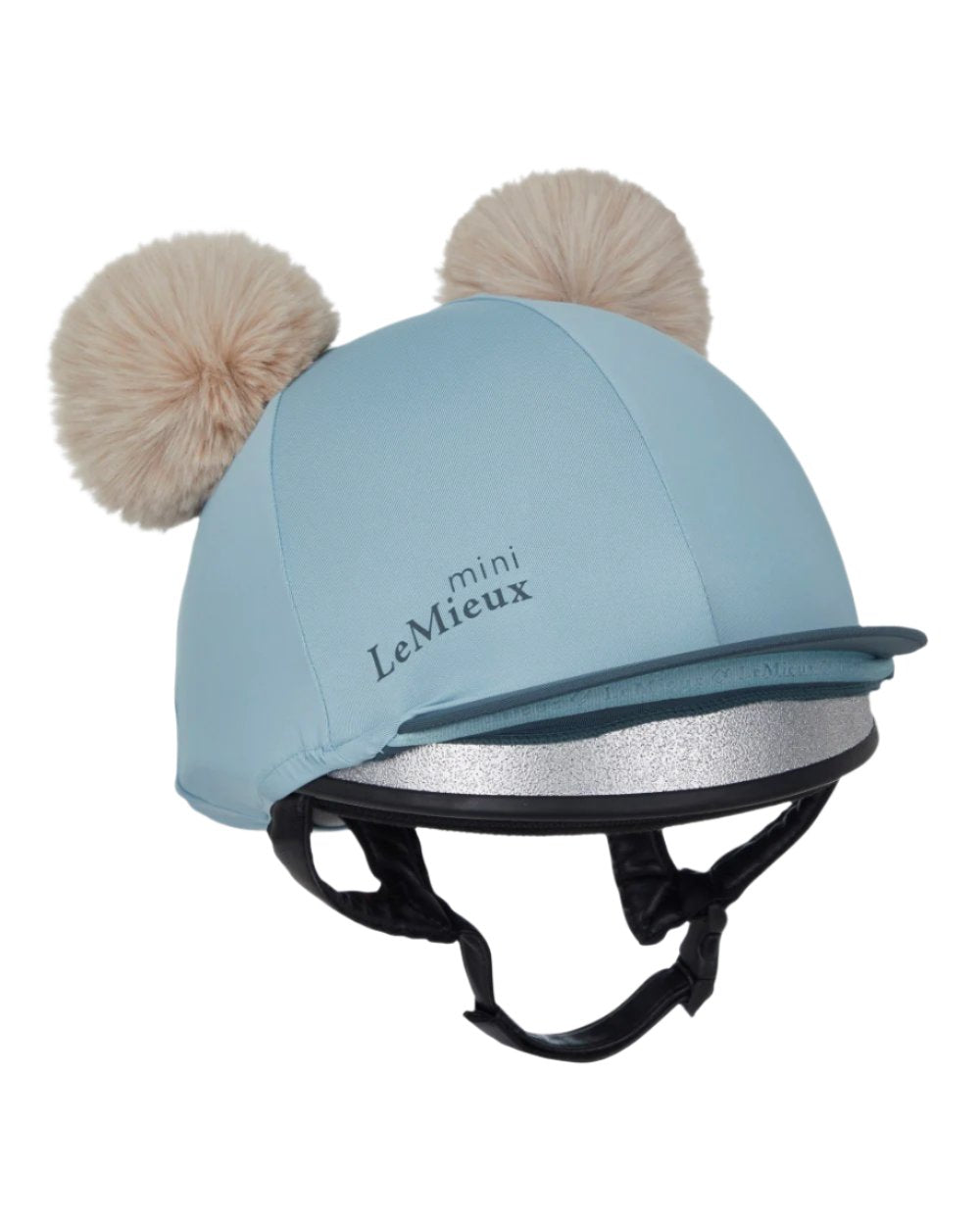 Glacier Coloured LeMieux Mini Double Pom Hat Silk On A White Background 