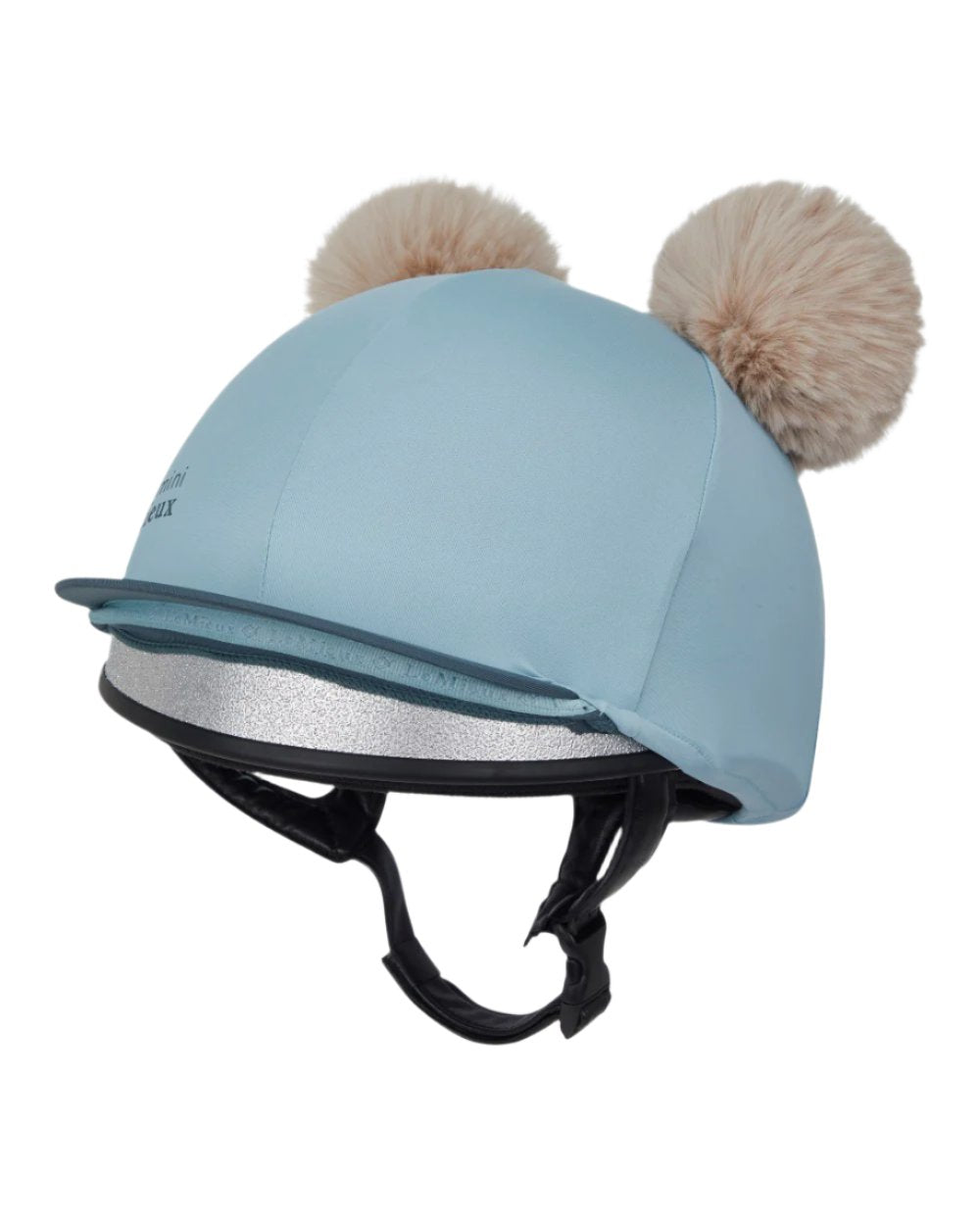 Glacier Coloured LeMieux Mini Double Pom Hat Silk On A White Background 