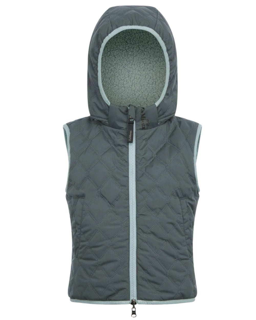 Petrol Coloured LeMieux Mini Elsie Reversible Gilet On A White Background 