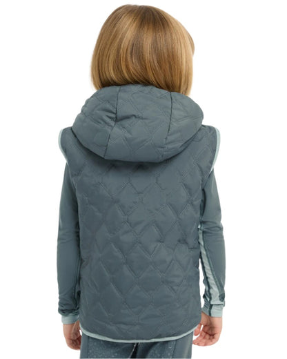 Petrol Coloured LeMieux Mini Elsie Reversible Gilet On A White Background 