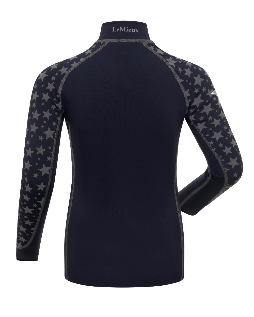 Indigo coloured LeMieux Mini Reflective Print Base Layer on white background 