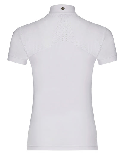 White coloured LeMieux Olivia Short Sleeve Show Shirts on white background 