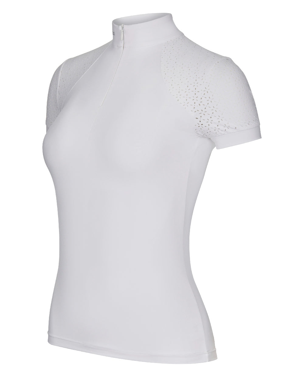 White coloured LeMieux Olivia Short Sleeve Show Shirts on white background 