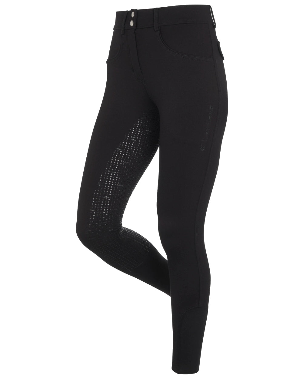 Black coloured LeMieux Paris Breeches on white background 