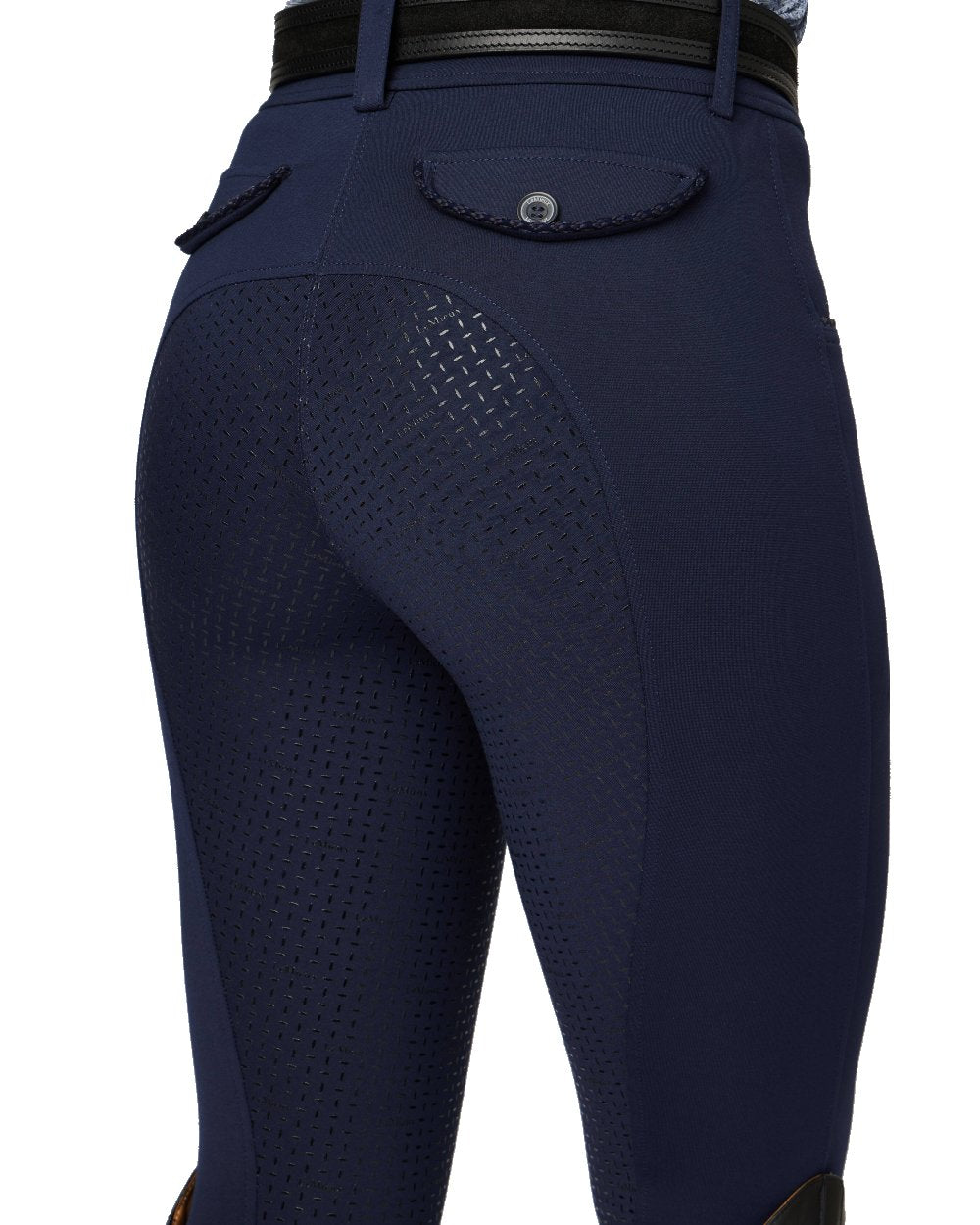 Navy coloured LeMieux Paris Breeches on white background 