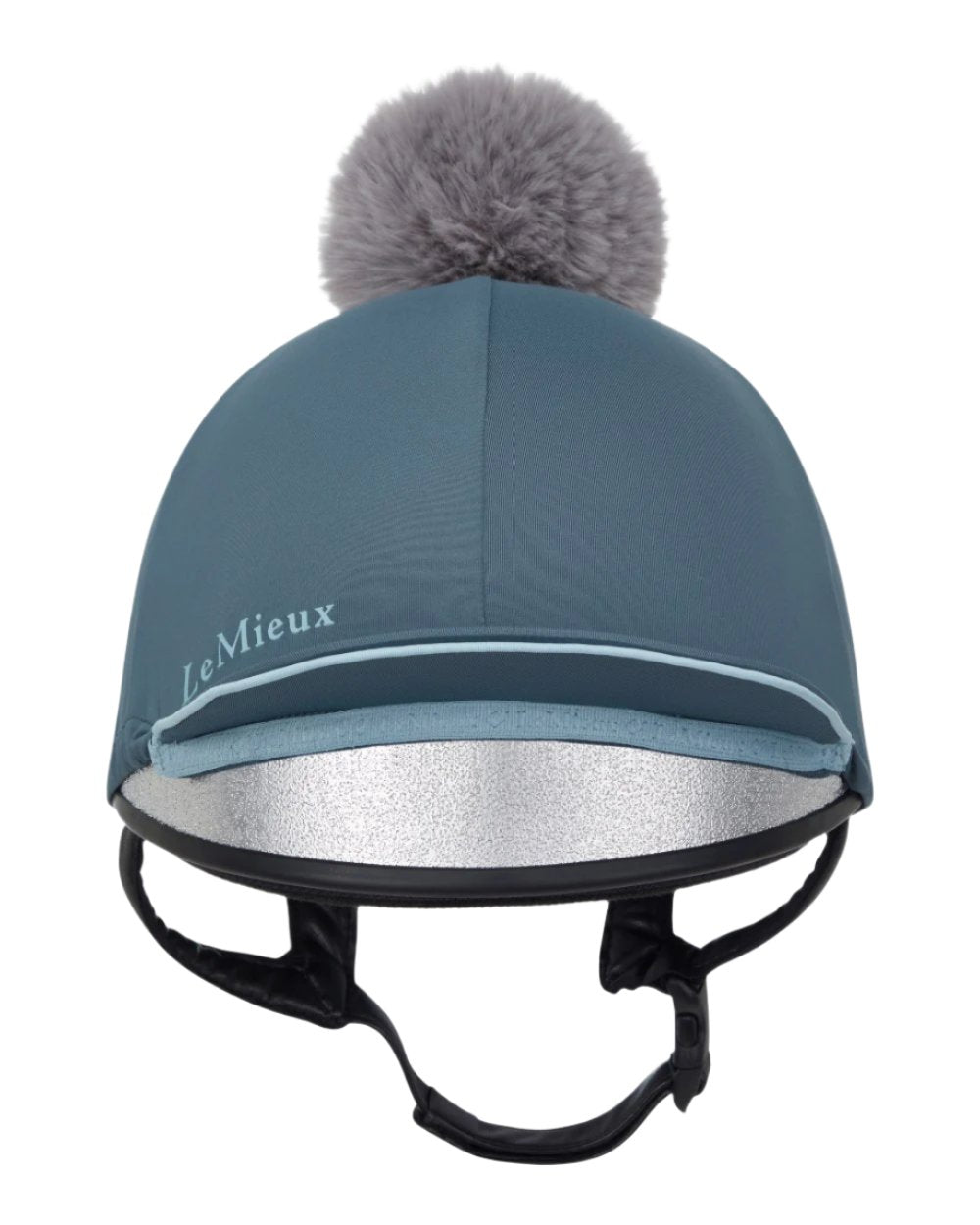 Petrol Coloured LeMieux Pippa Hat Silk On A White Background 