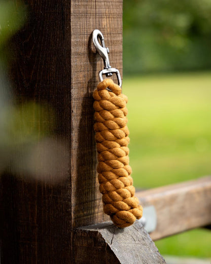 Ginger Coloured LeMieux Polycotton Leadrope On A Stable Background 